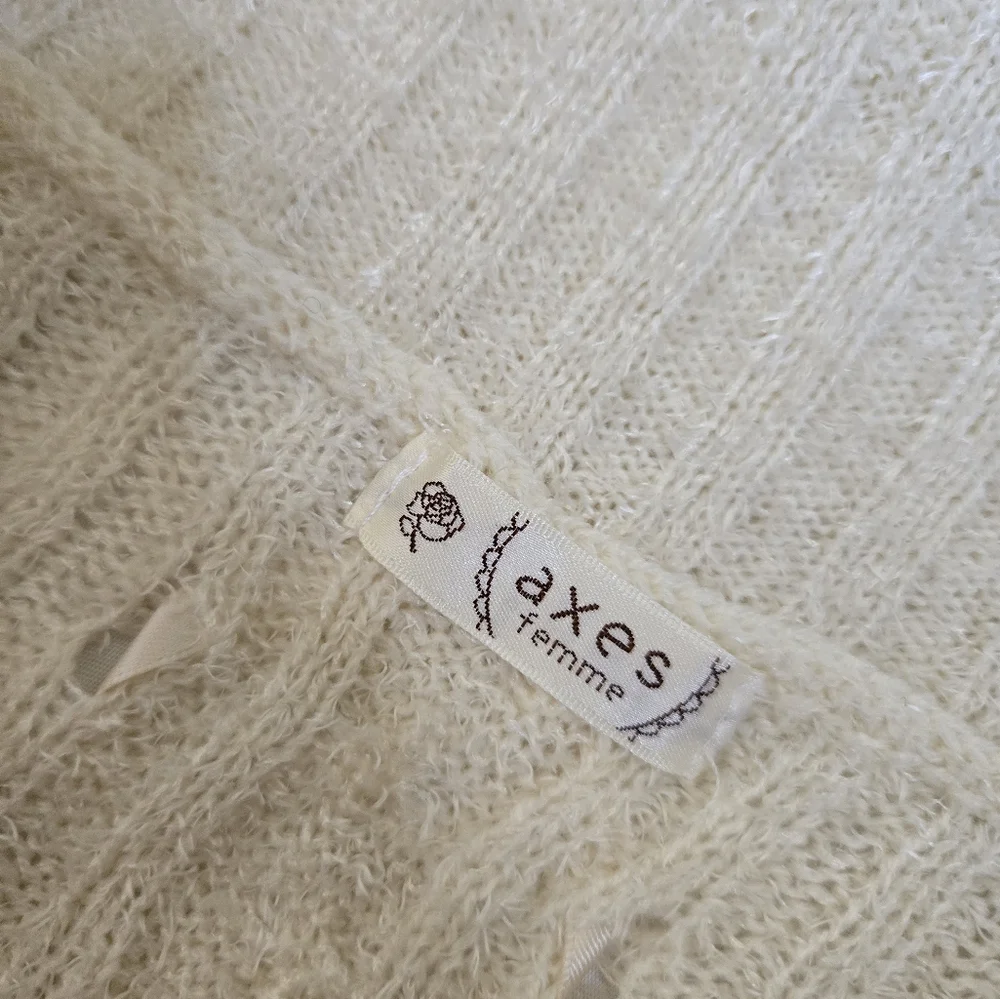 AXES FEMME ivory corset back lace ip design‎ knit sweater tunic top M